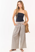 Almond and Black Striped Wide Leg Pants
