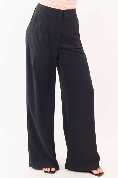 Black High Waisted Flowy Wide Leg Pants