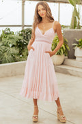 Blush Crochet Sleeveless Deep V-Neck Maxi Dress
