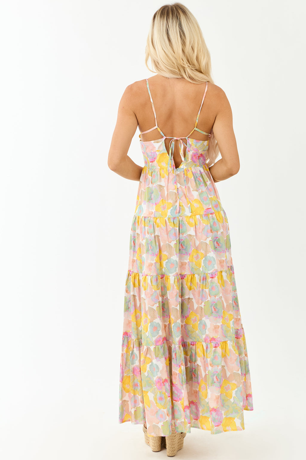 Blush Floral Print Sleeveless Cotton Maxi Dress