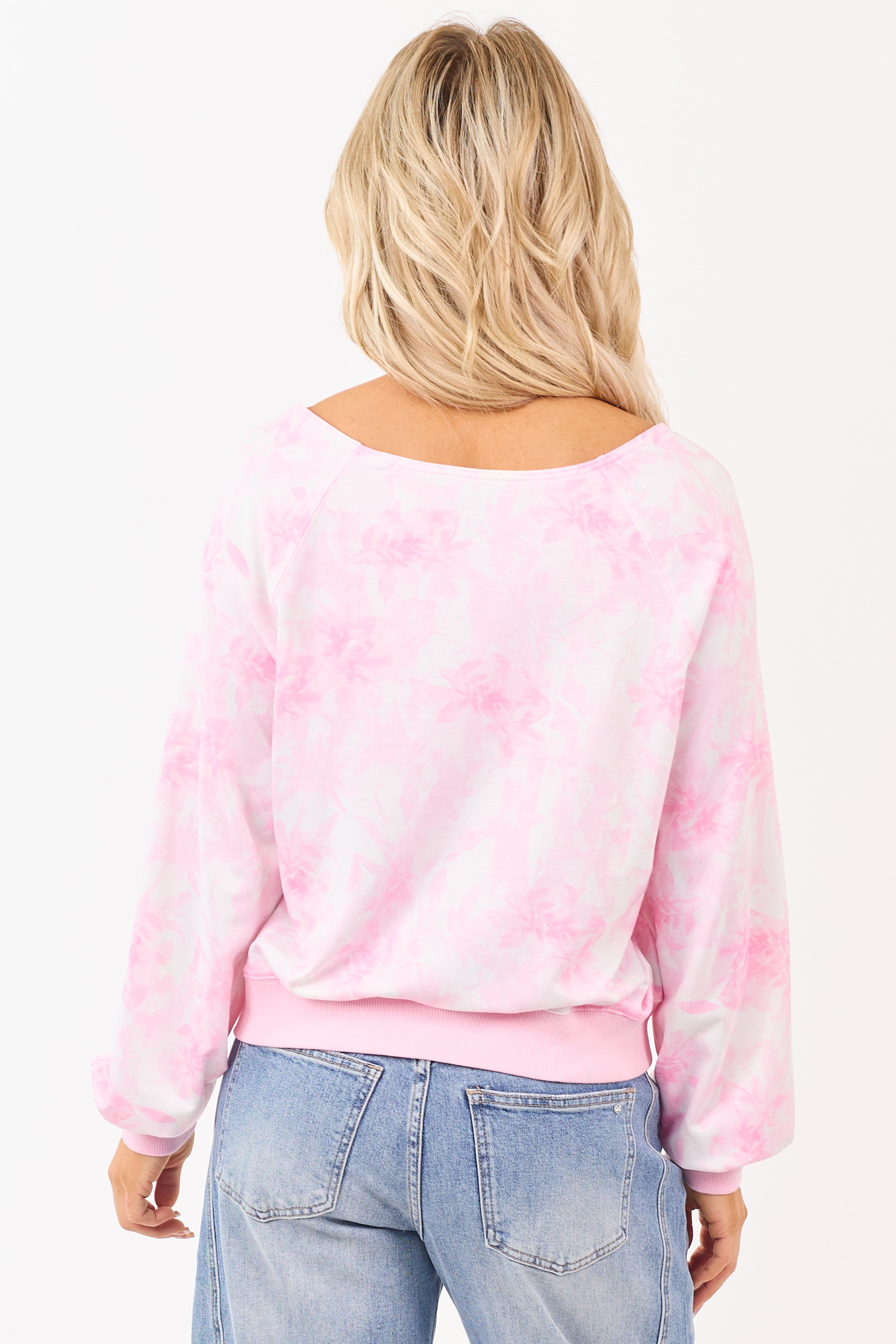 Blush Woodland Print One Shoulder Long Sleeve Top