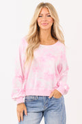 Blush Woodland Print One Shoulder Long Sleeve Top
