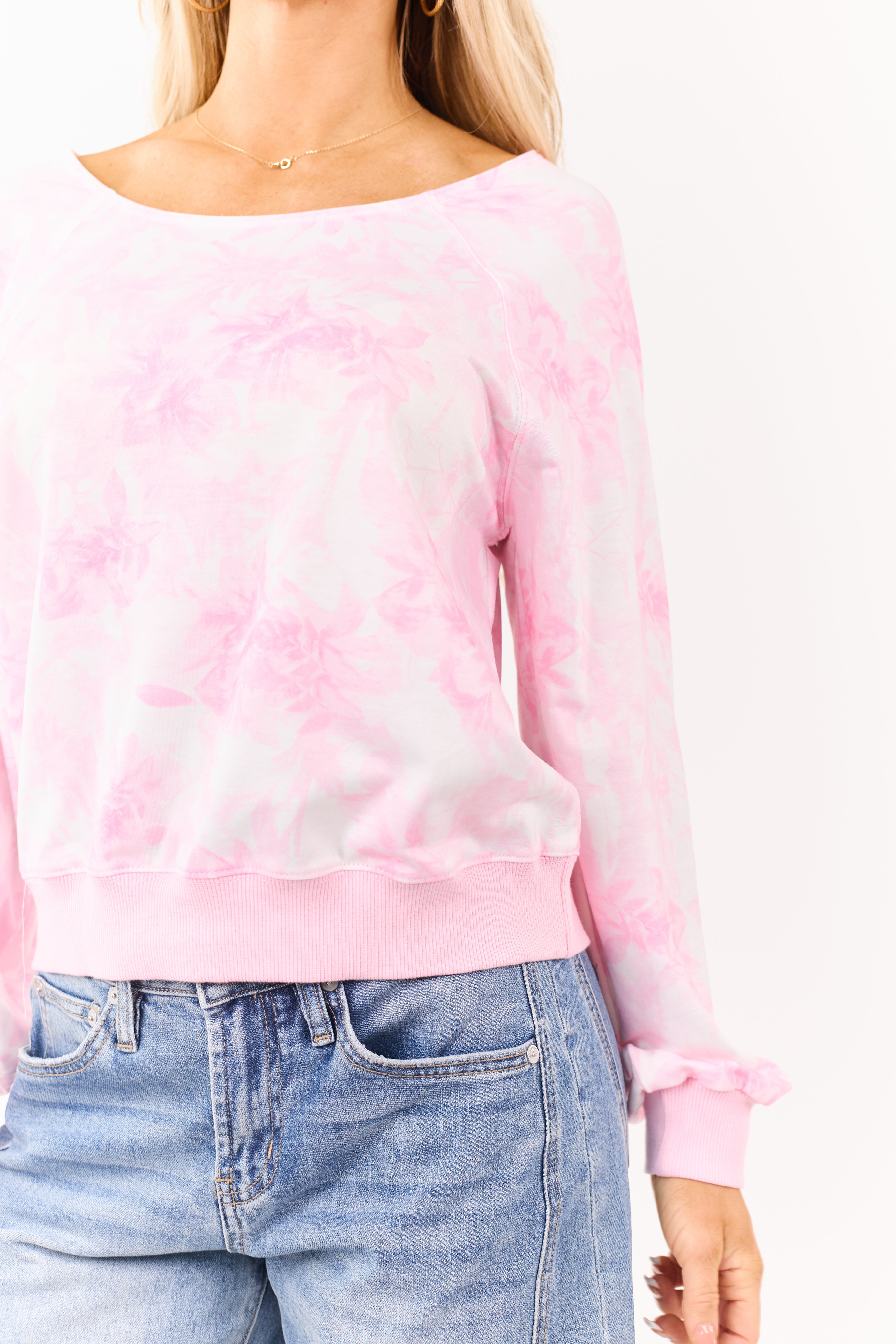 Blush Woodland Print One Shoulder Long Sleeve Top