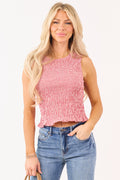 Candy Apple Red Cotton Gingham Smocked Tank Top
