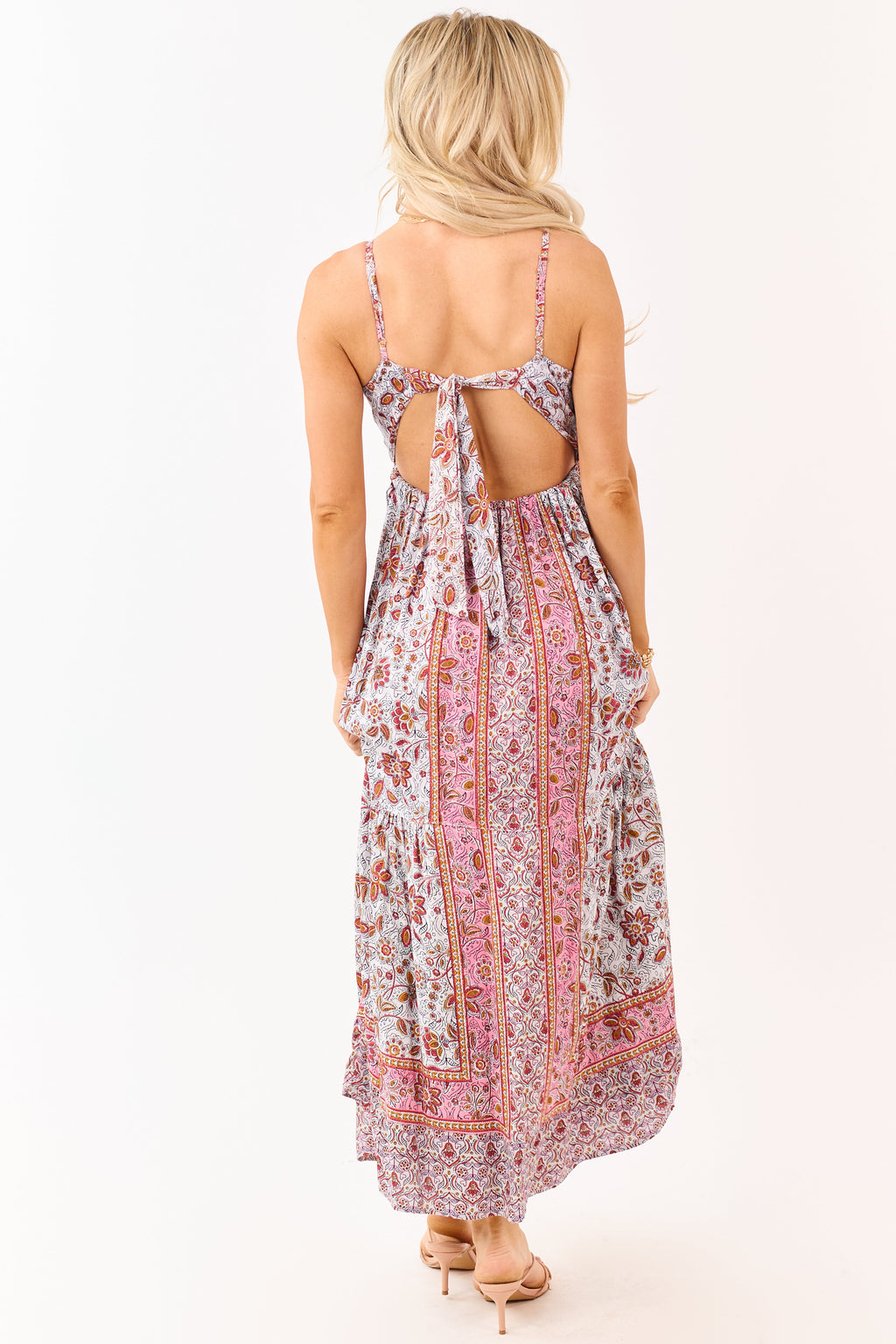 Cloud Grey Floral Print Sleeveless Maxi Dress