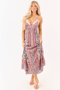 Cloud Grey Floral Print Sleeveless Maxi Dress