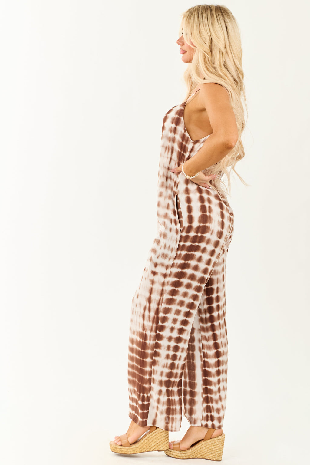 Coffee and Coconut Tie-Dye Relaxed Boho Jumpsuit
