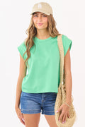 Entro Kelly Green Ribbed Soft Cap Sleeve Top