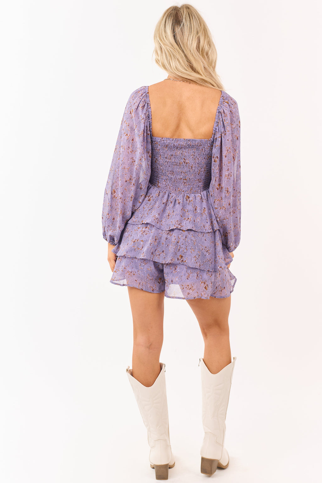 Entro Lavender Abstract Print Mini Dress Romper