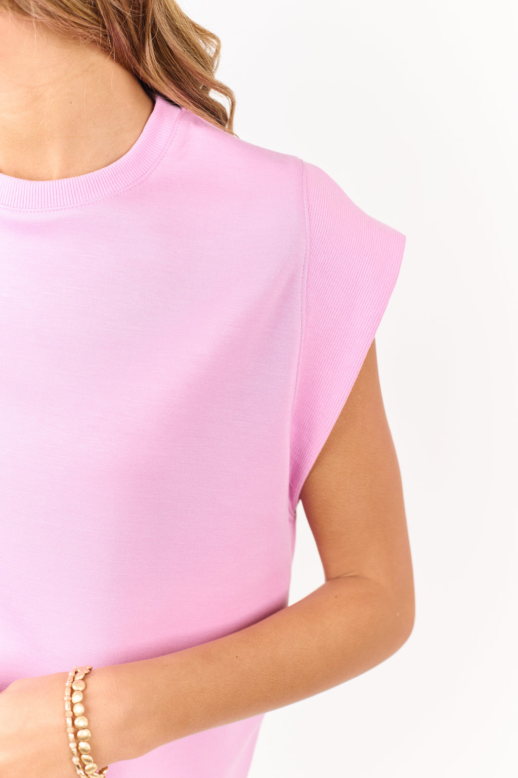 Entro Orchid Ribbed Soft Cap Sleeve Top