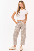 Hidden Premium Oatmeal Camo Low Slung Barrel Jeans