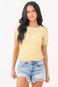 Honeysuckle Floral Textured Short Sleeve Top