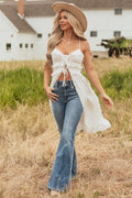 Ivory Swiss Dot Ruffle Chiffon Duster Cami