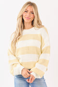 Ivory and Buttercream Striped Chunky Knit Sweater
