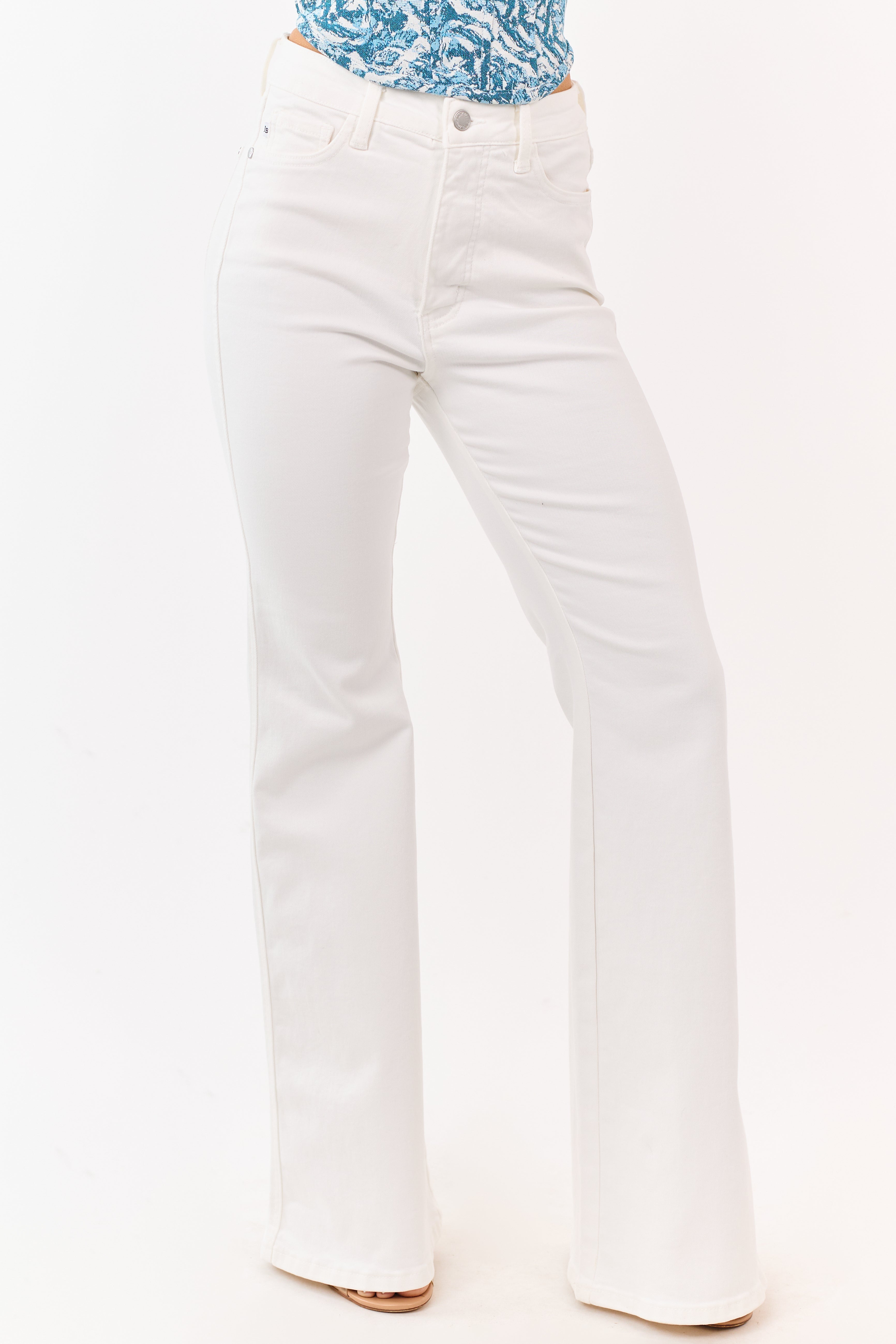 Judy Blue White Tummy Control Stretchy Flare Jeans