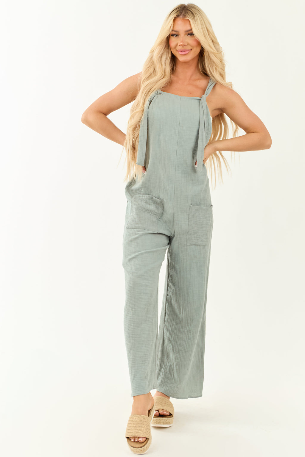 Juniper Front Tie Straps Wide Leg Jumpsuit
