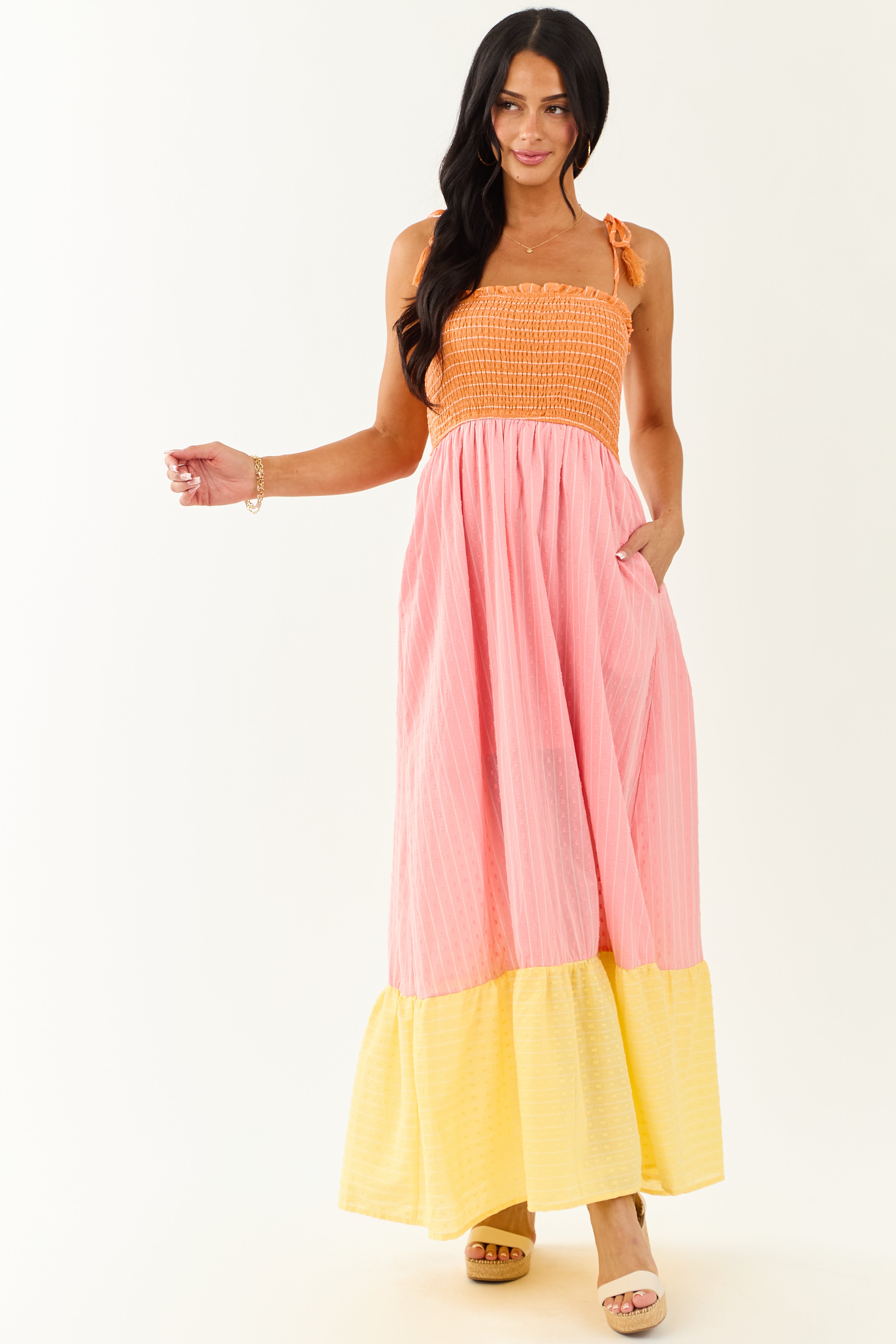 Lovelo Baby Pink Swiss Dot Cotton Maxi Dress