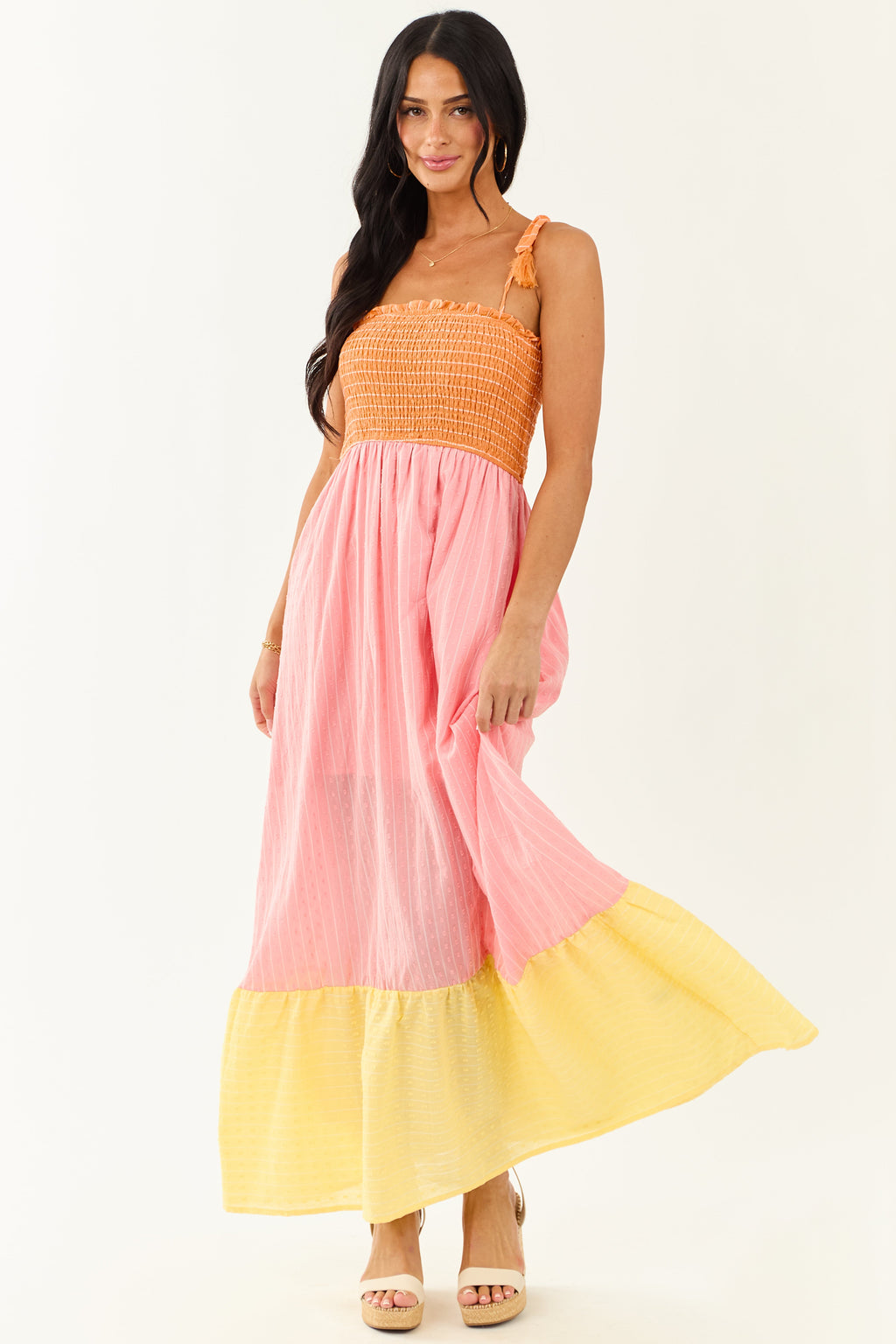 Lovelo Baby Pink Swiss Dot Cotton Maxi Dress