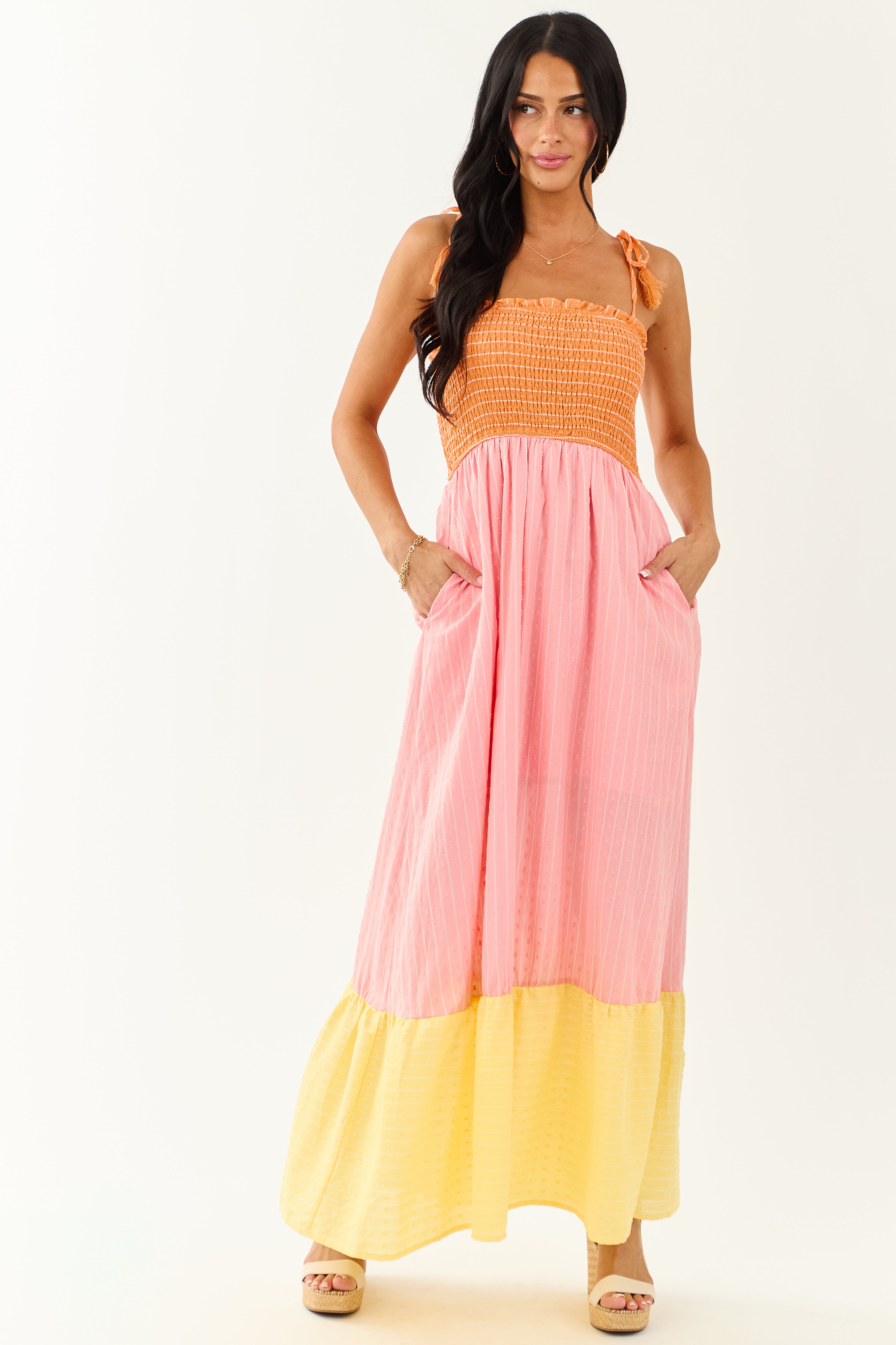 Lovelo Baby Pink Swiss Dot Cotton Maxi Dress