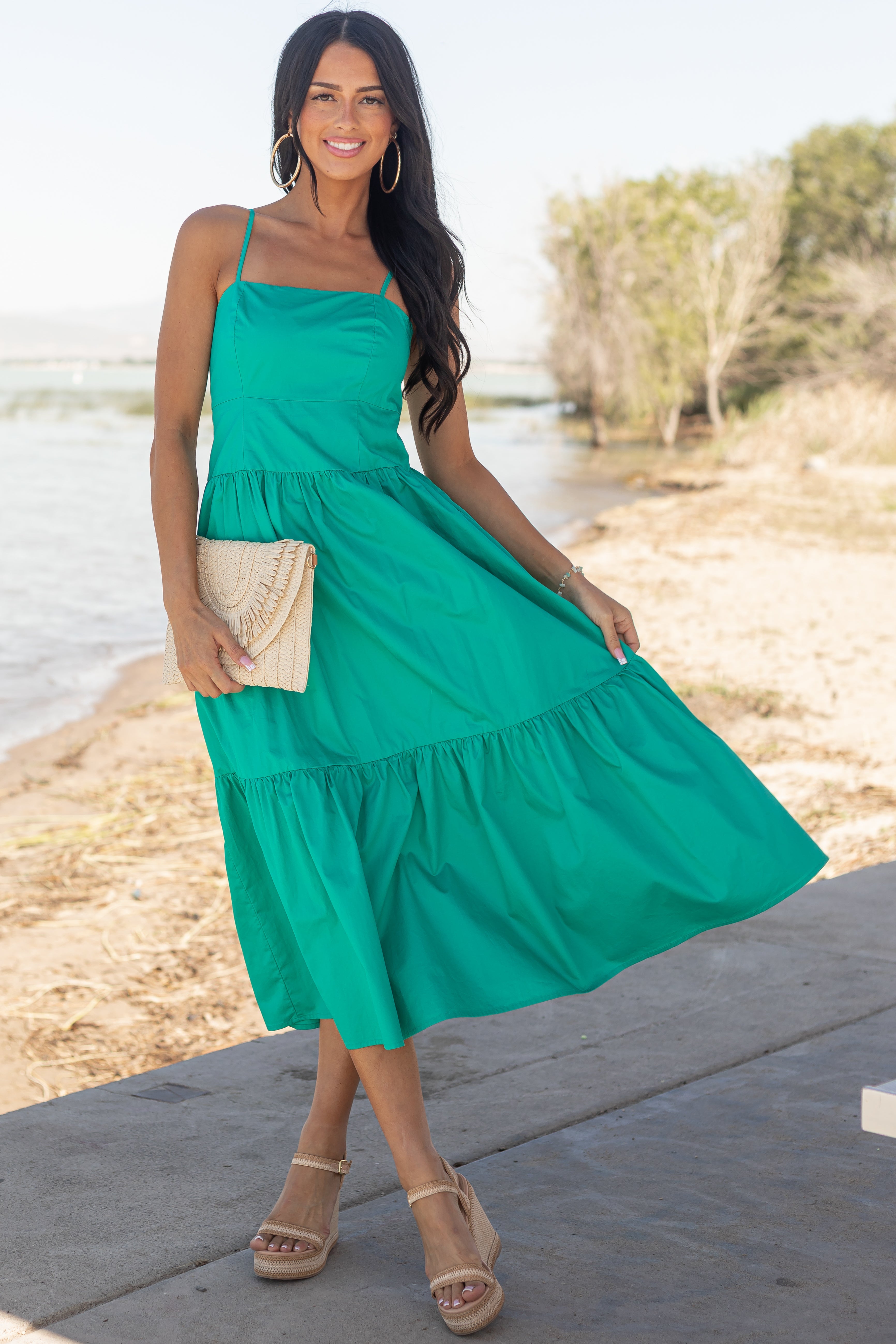 Lovelo Bright Jade Sleeveless Cotton Maxi Dress