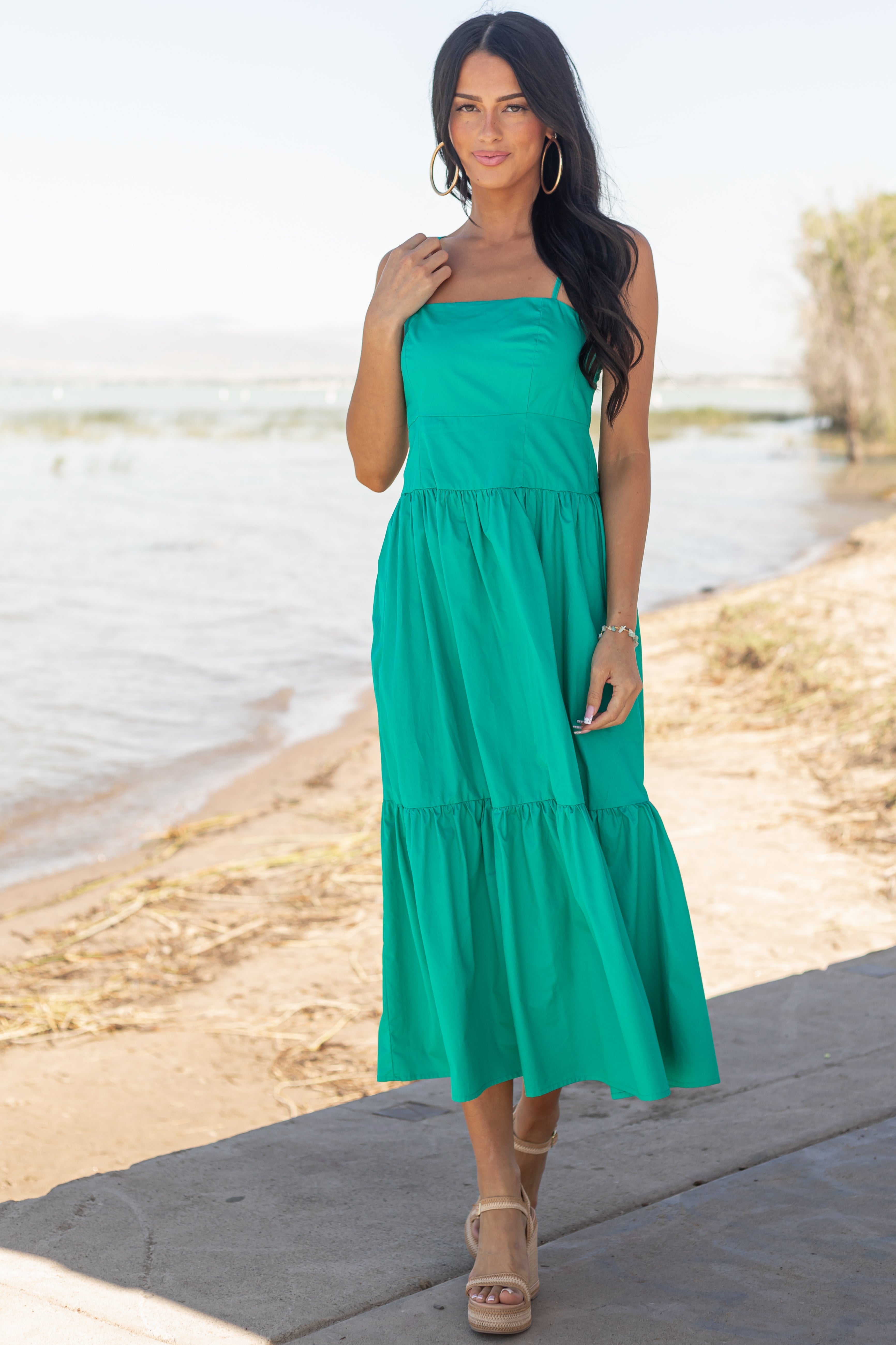 Lovelo Bright Jade Sleeveless Cotton Maxi Dress