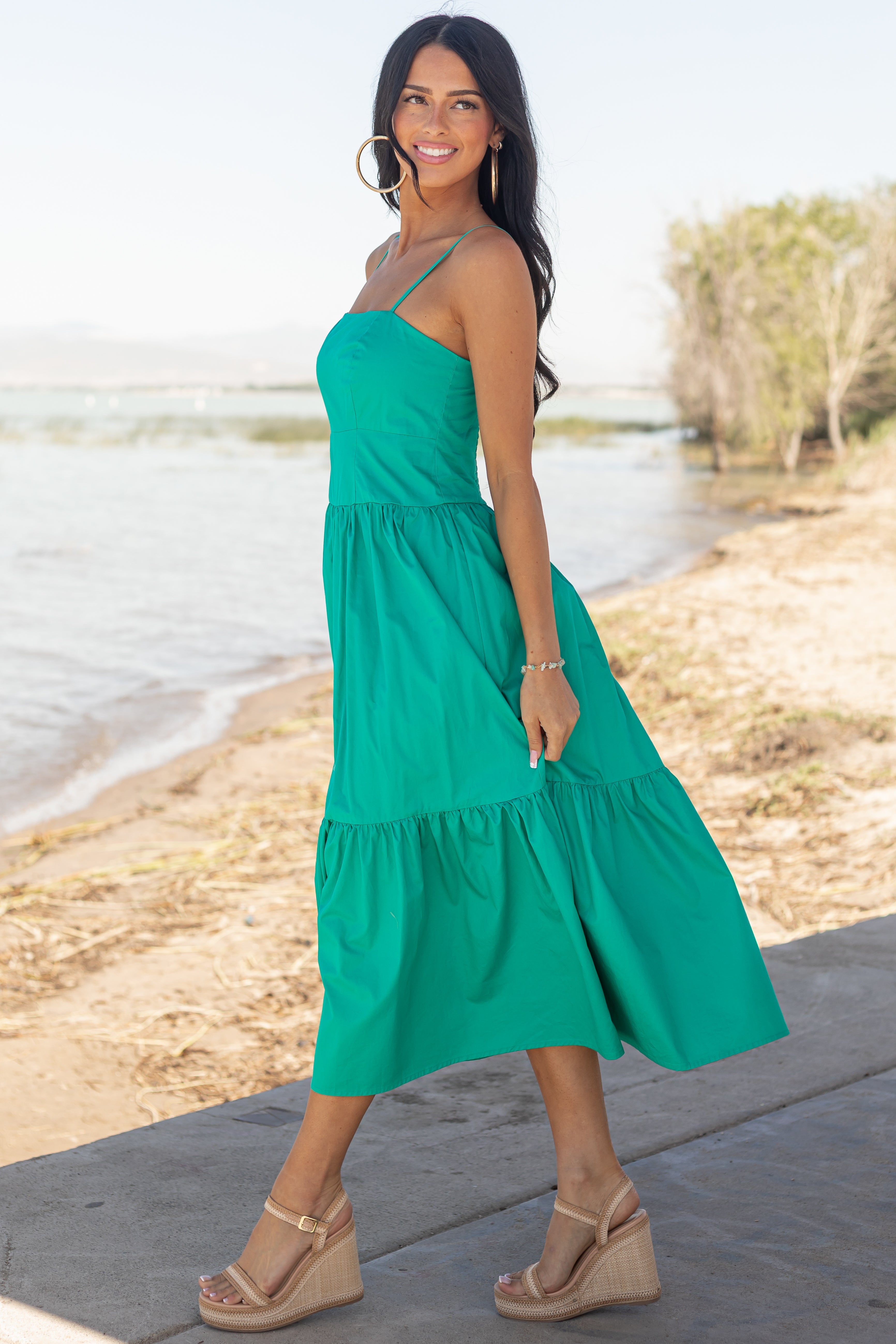Lovelo Bright Jade Sleeveless Cotton Maxi Dress