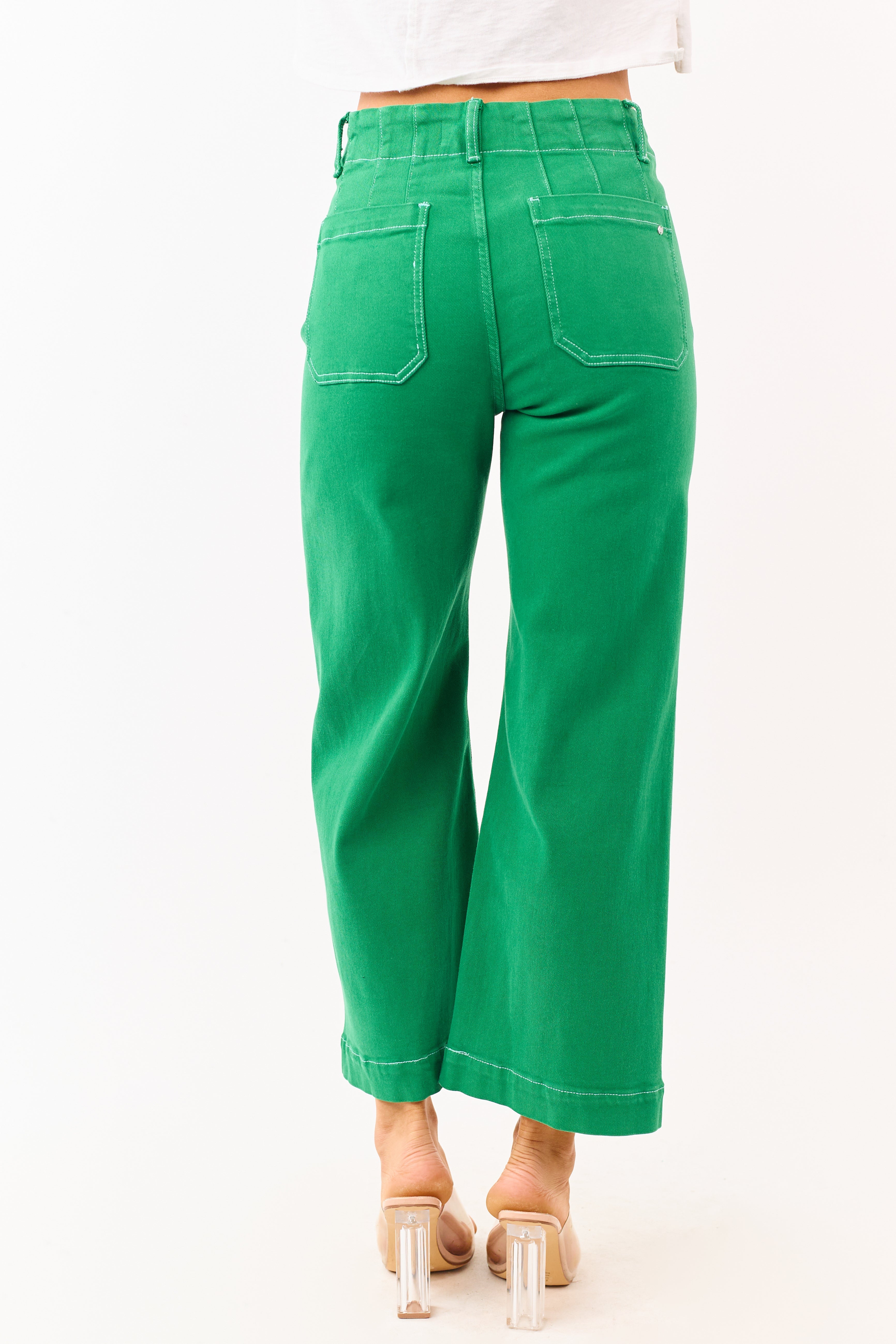 Mica Denim Shamrock Stretchy Wide Leg Crop Jeans