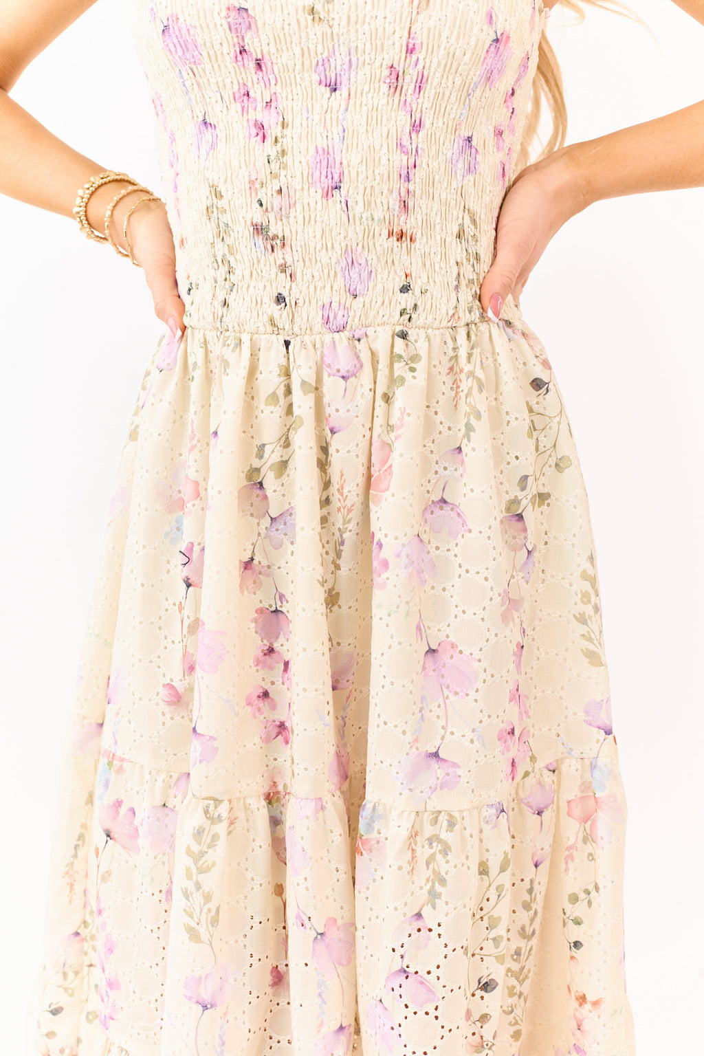 Pastel Yellow Floral Print Strapless Midi Dress