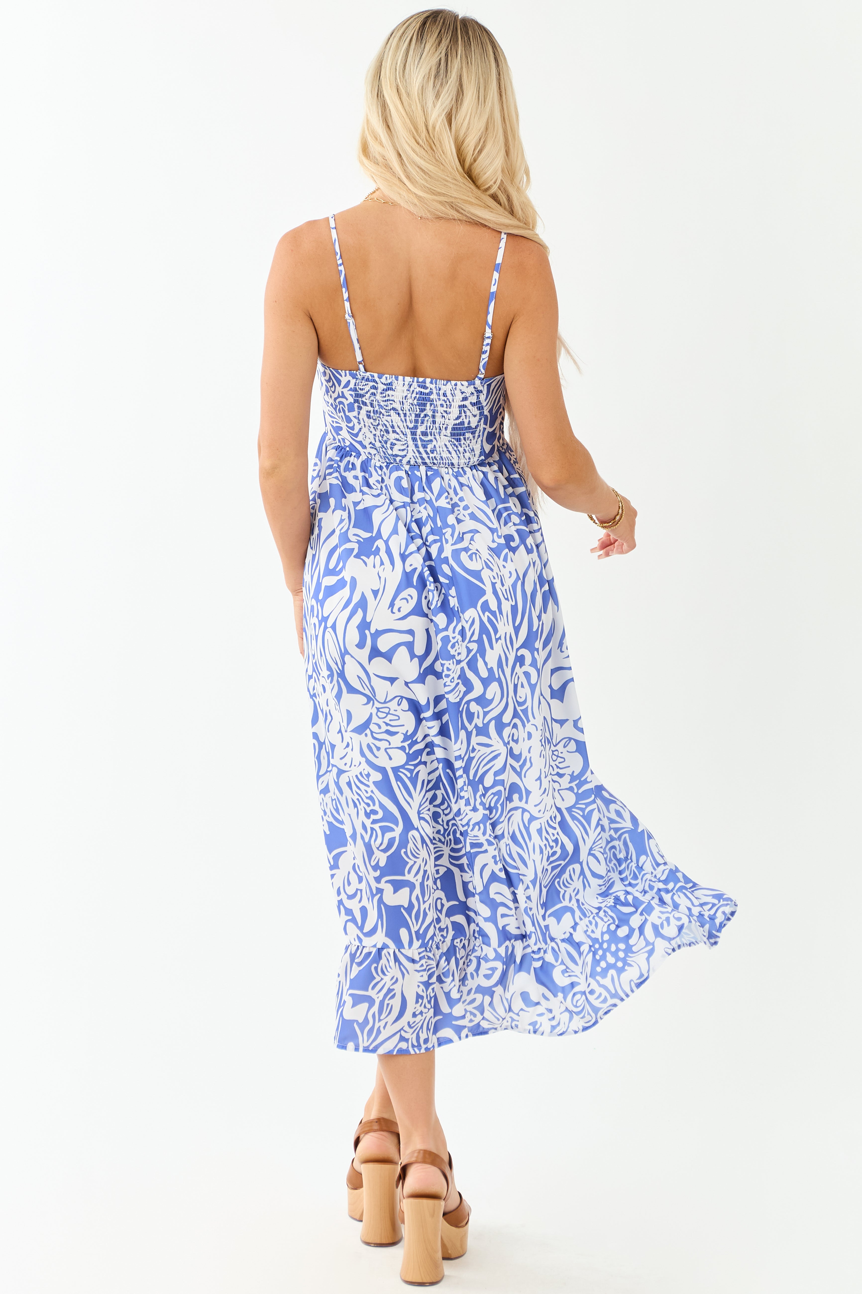 Sapphire Floral Print Sleeveless Maxi Dress