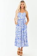 Sapphire Floral Print Sleeveless Maxi Dress