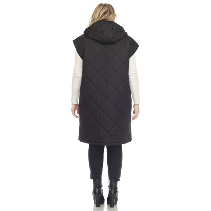 Diamond Quilted Hooded Puffer Vest - Plus