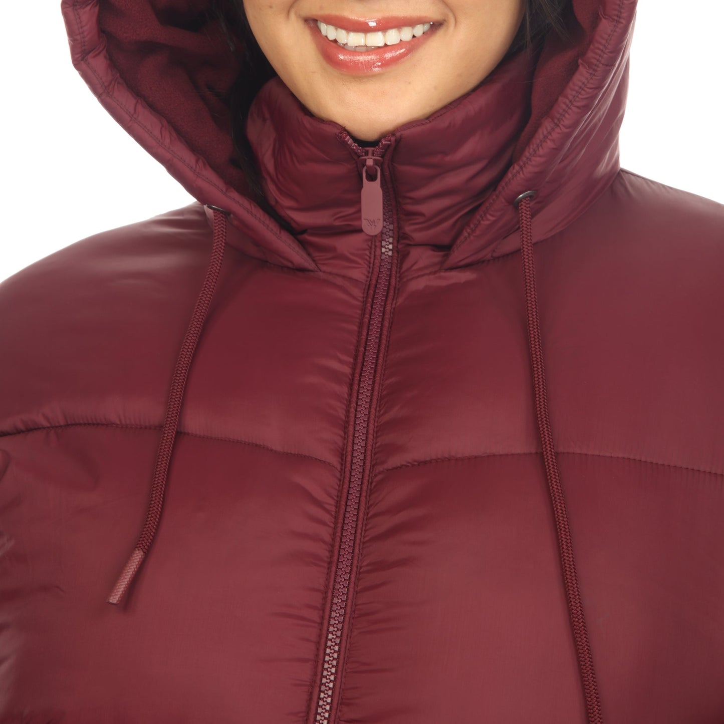 Full Front Zip Hooded Bomber Puffer Coat - Plus