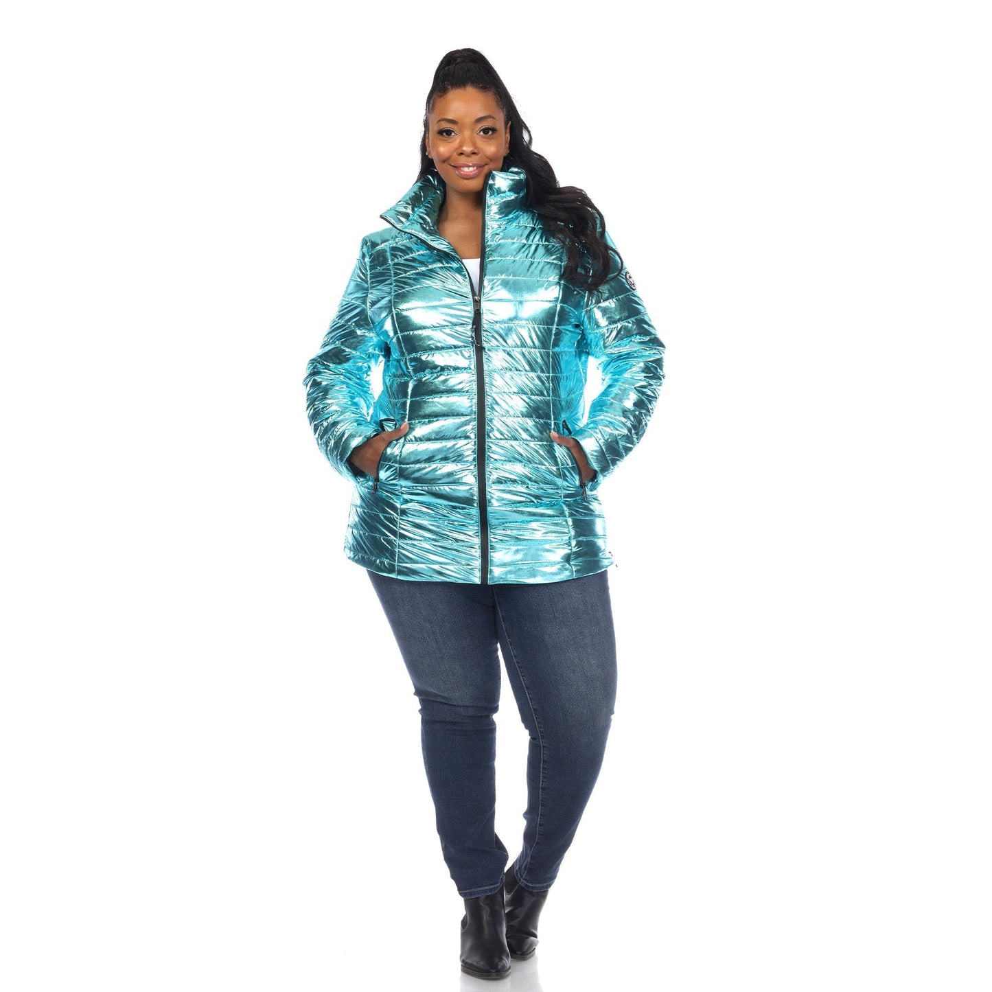Metallic Puffer Coat - Plus