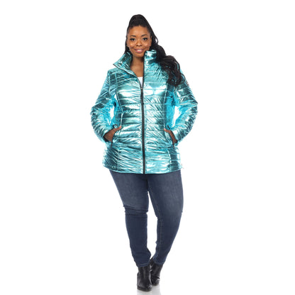 Metallic Puffer Coat - Plus