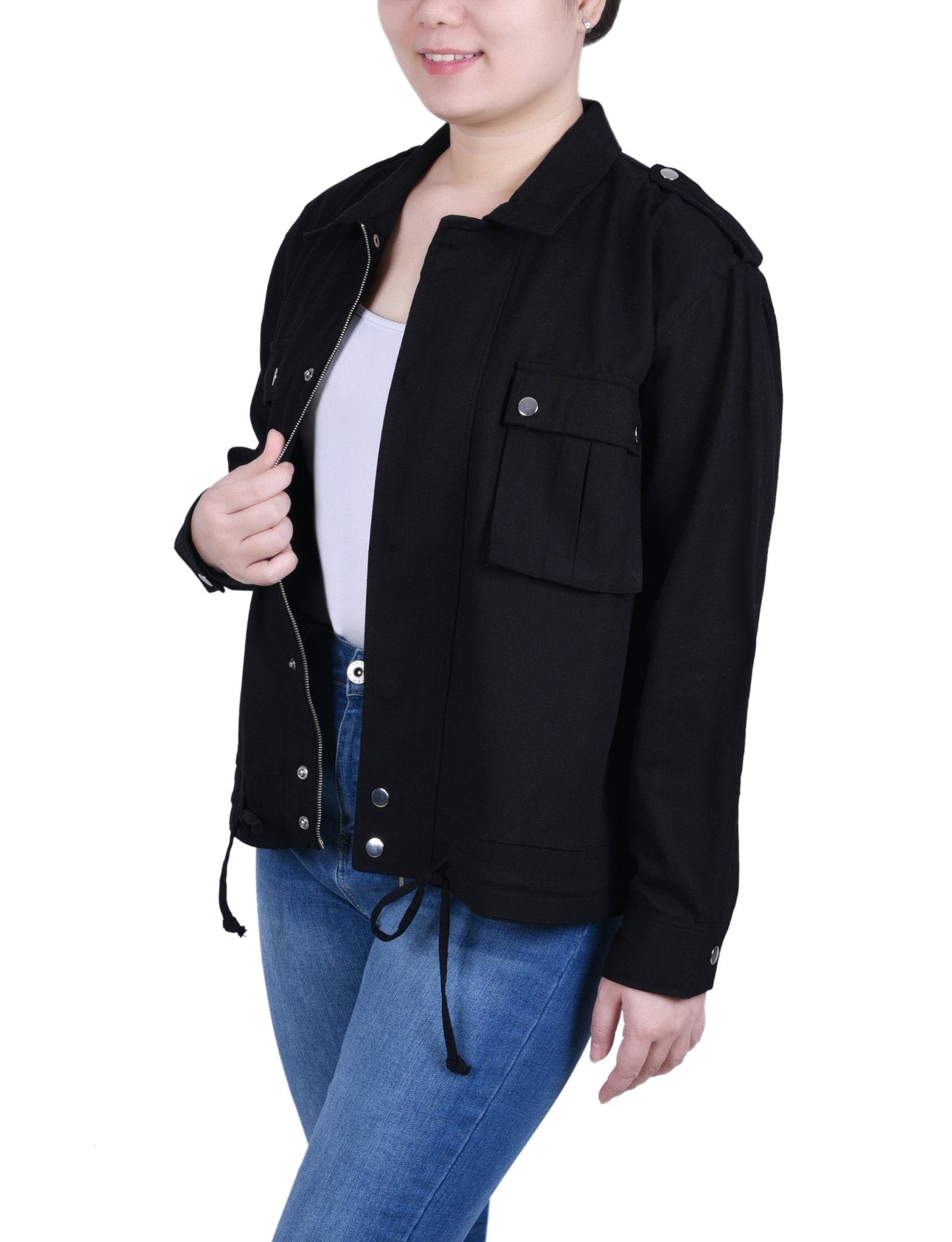 Long Sleeve Twill Jacket - Petite