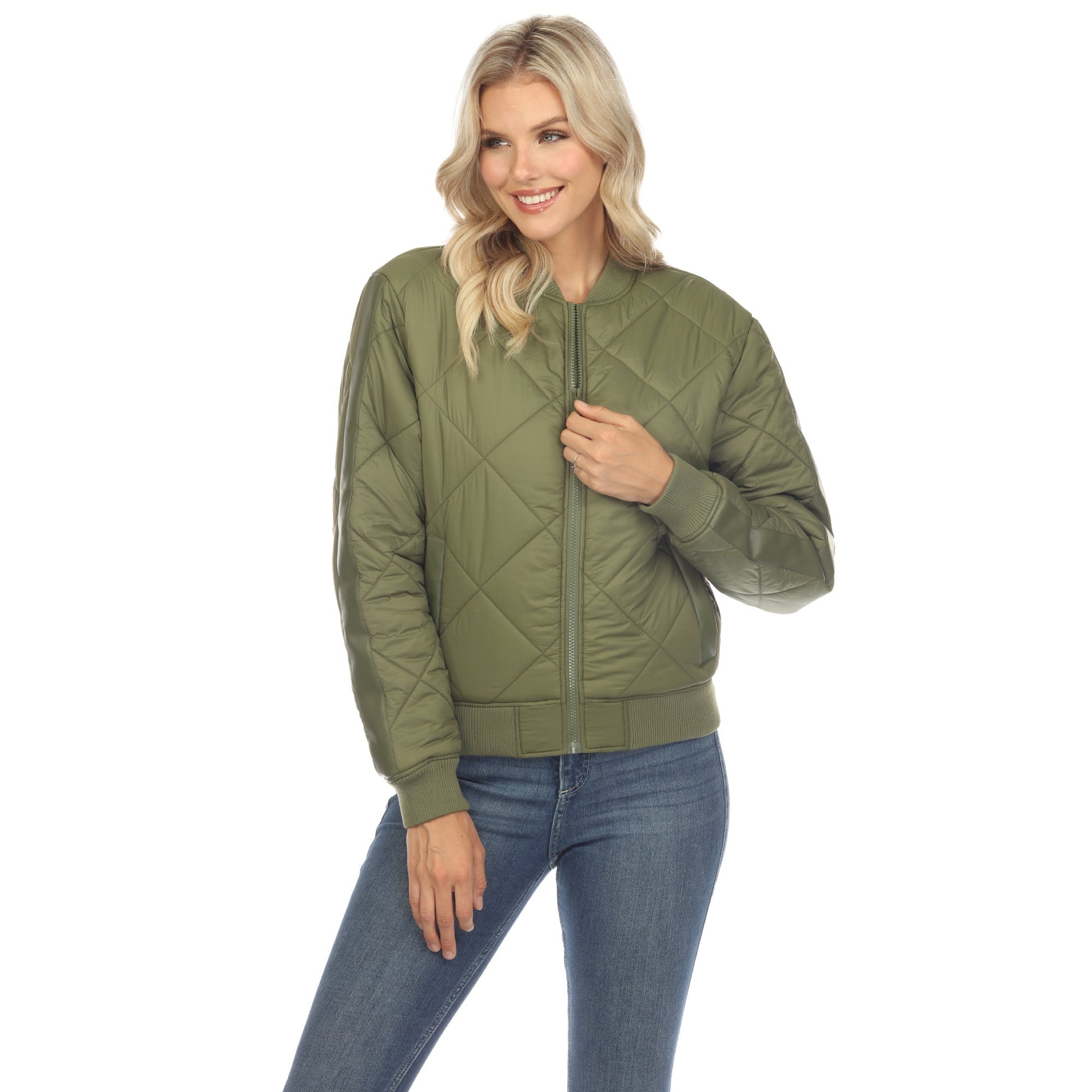 Women's Lightweight Diamond Quilted Puffer Bomber Jacket - DressbarnCoats & Jackets