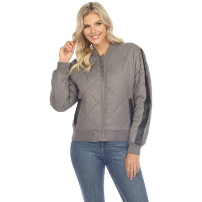 Women's Lightweight Diamond Quilted Puffer Bomber Jacket - DressbarnCoats & Jackets