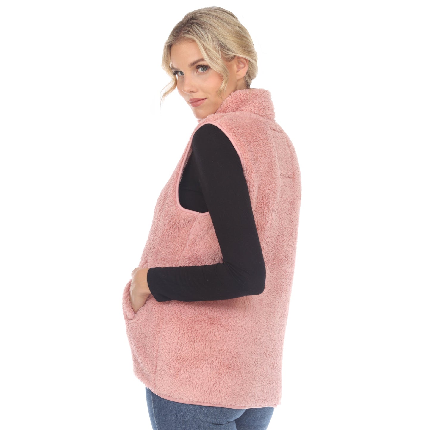 Women's Zip up sherpa vest