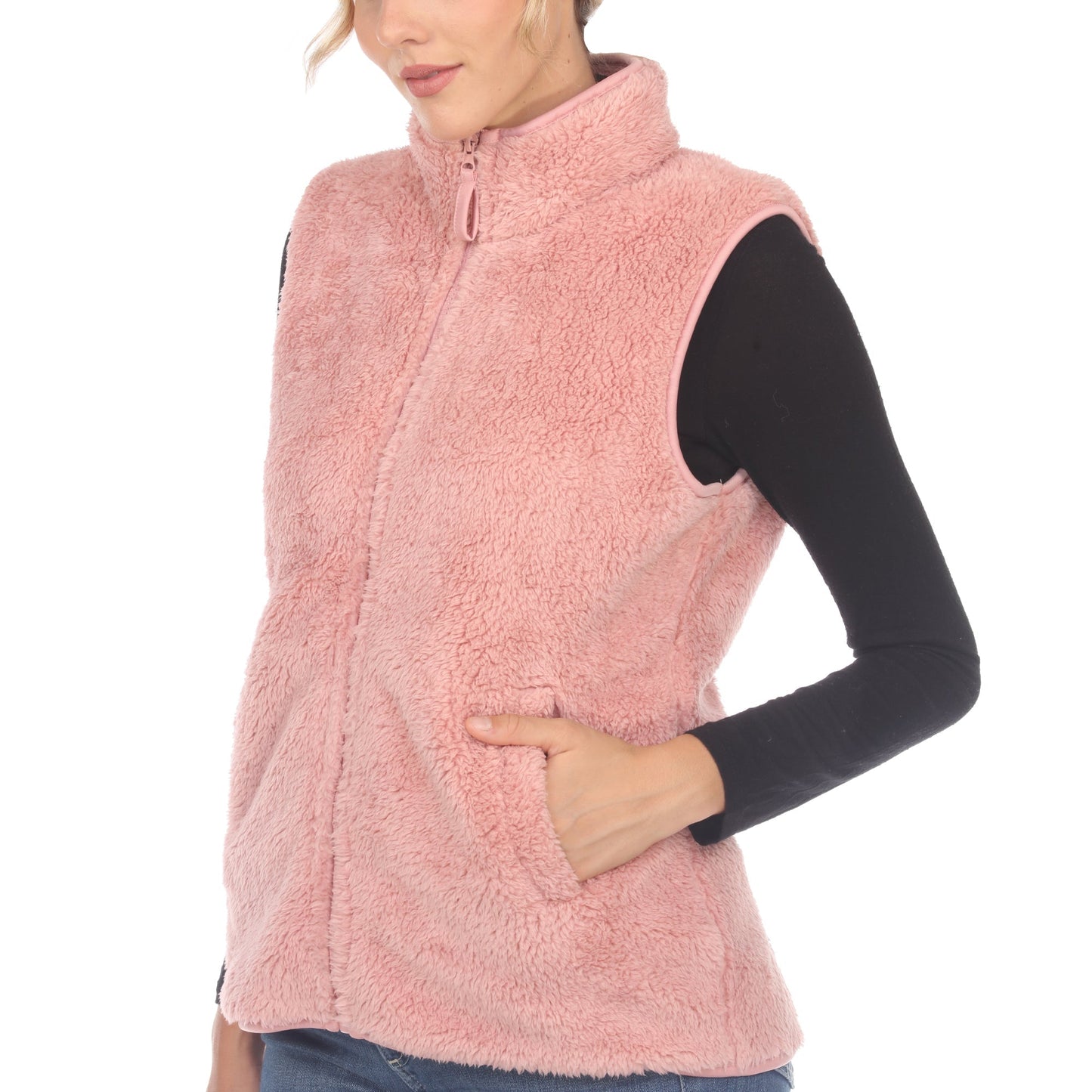 Women's Zip up sherpa vest