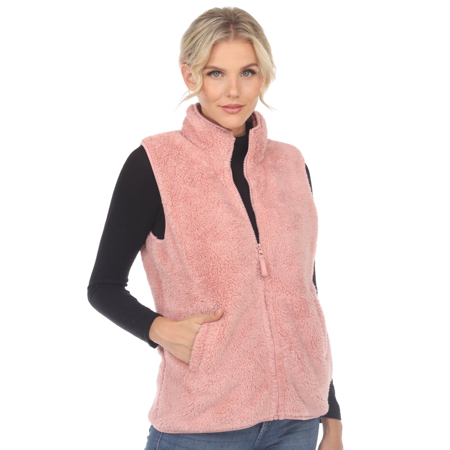 Women's Zip up sherpa vest