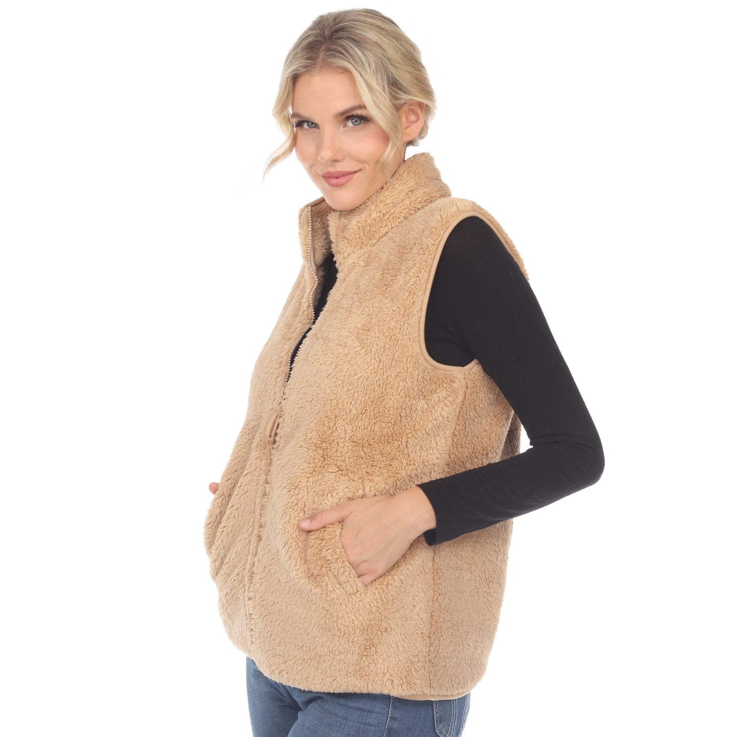 Women's Zip up sherpa vest