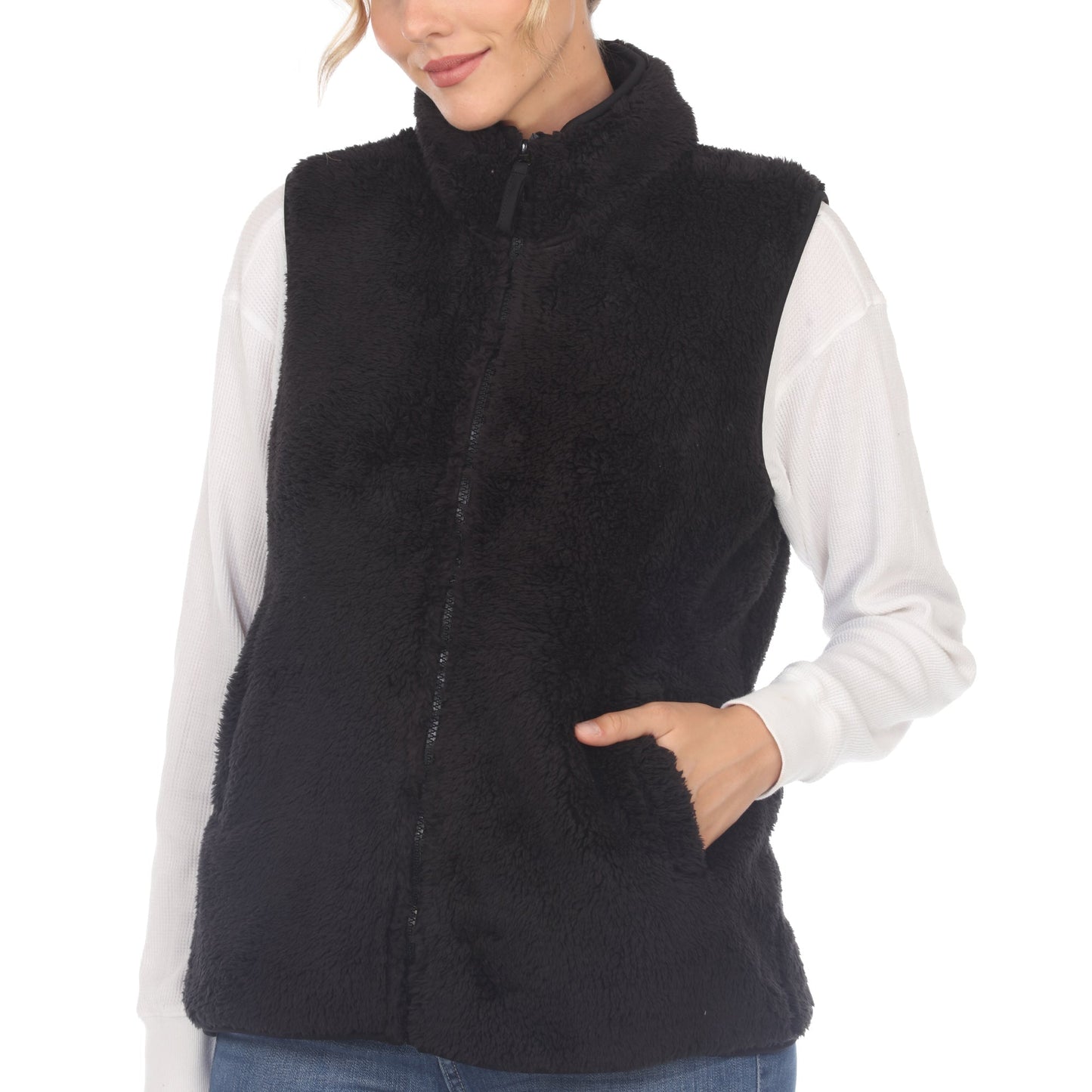 Women's Zip up sherpa vest