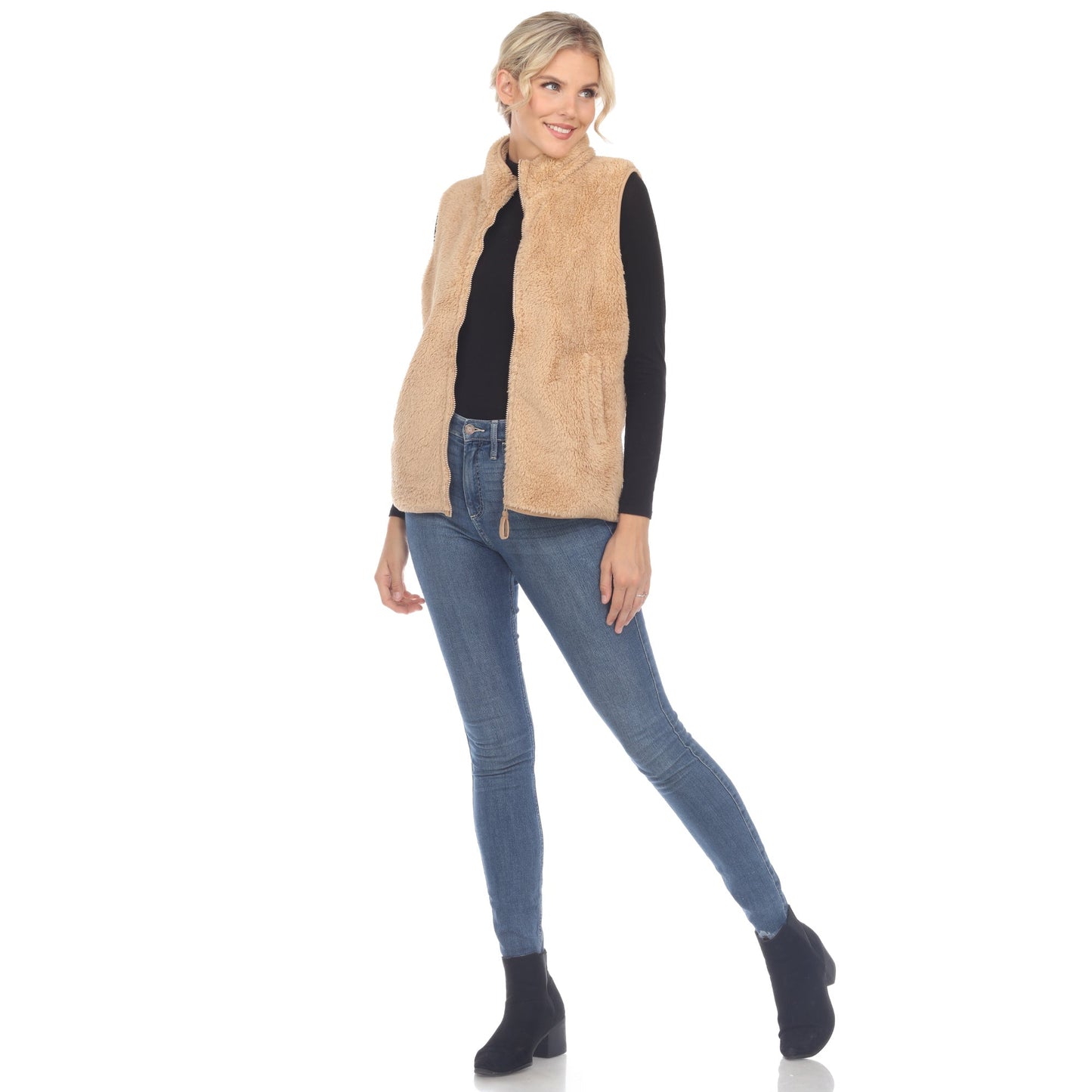 Women's Zip up sherpa vest