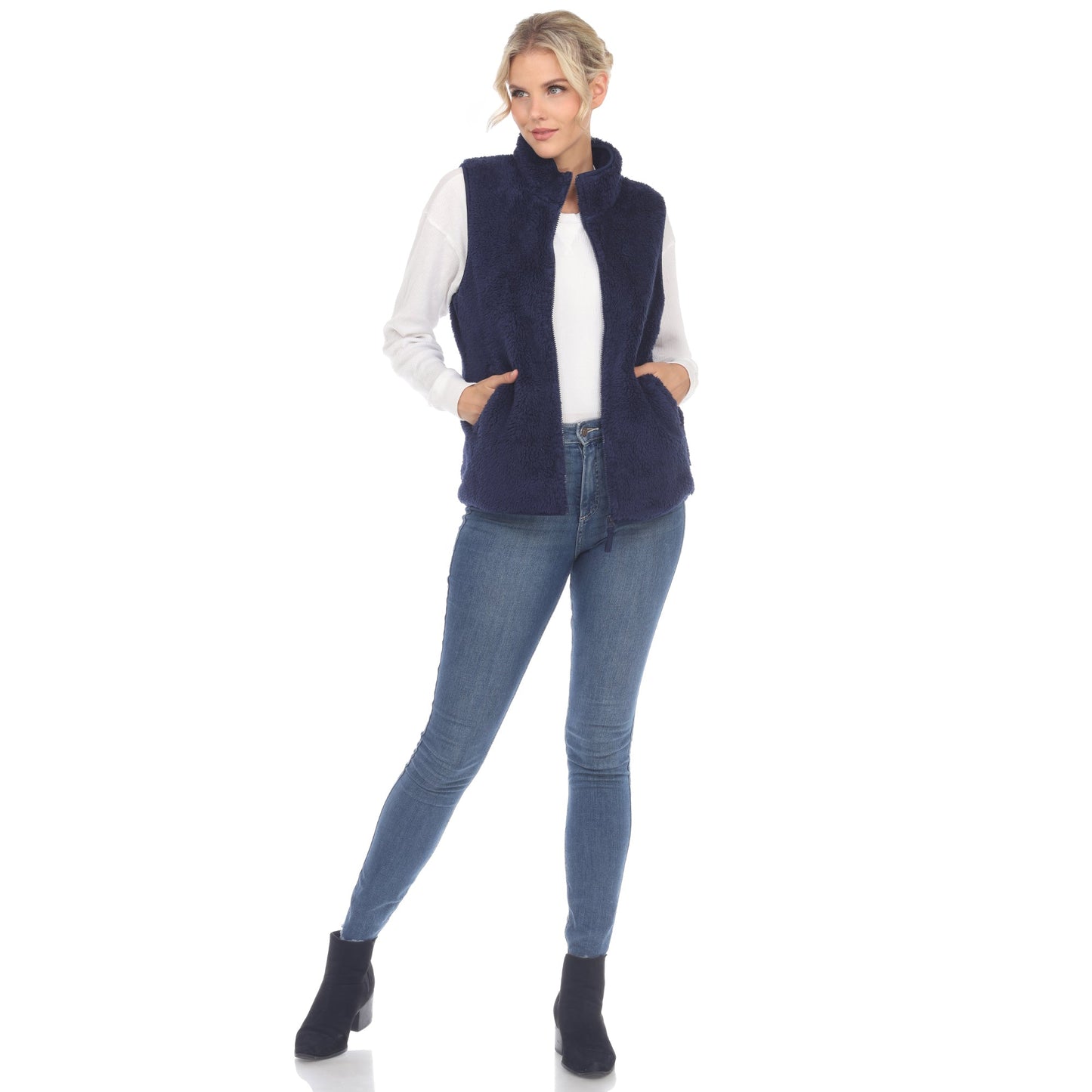 Women's Zip up sherpa vest